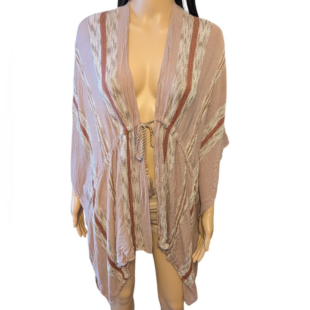 Boho Cardigan Kimono Cover Up Browns and Cream OS